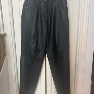 Gorgeous VINTAGE Black Women's Leather Trousers❤️L